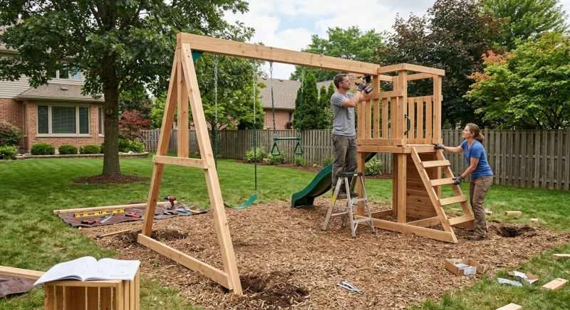Wooden Swing Set Installation in Boulder, CO